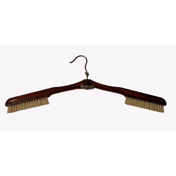Vintage Brevete French Foldable Hanger Brush Garment Plastic Tortoiseshell Metal - Picture 2 of 10